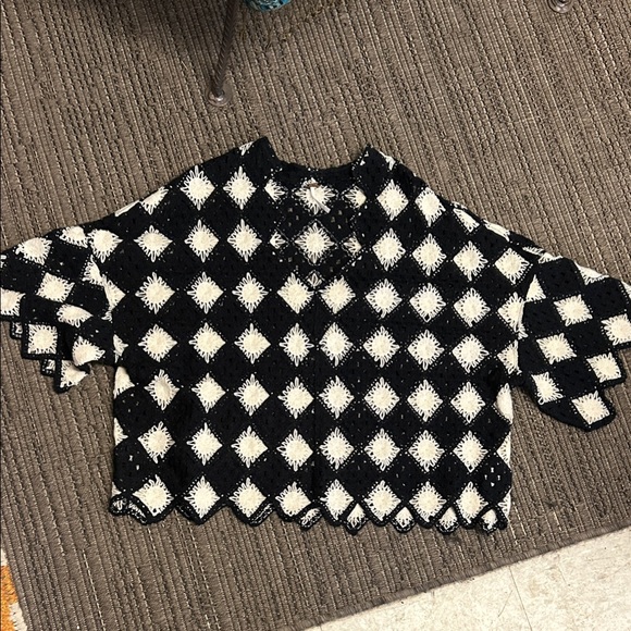 Free People Sweaters - Free People Black and Cream Diamond Sweater